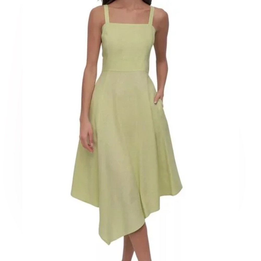 DKNY Asymmetrical Light Green Linen Dress